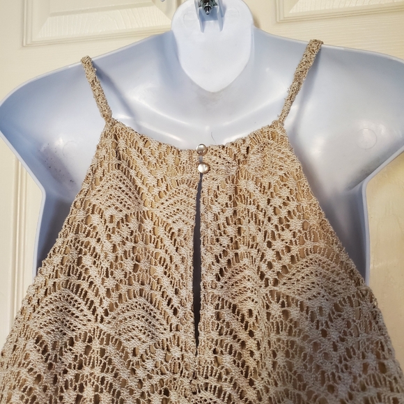 Sharagano Lace Maxi Dress Halter Sleeveless Beachy Summer Bohemian in Bone Sz 14 - Picture 8 of 13